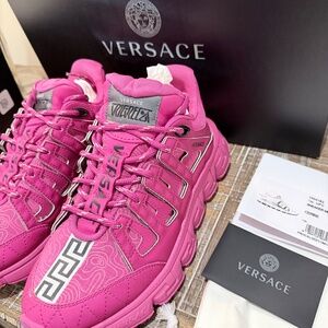 Versace Trigreca Sneakers - Pink, Women's Size 8, Like New | Designer Luxury